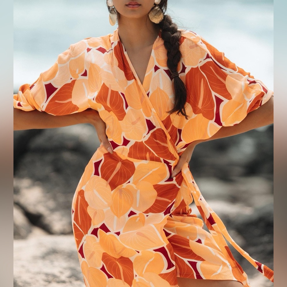 Ava Sky by Fighting Eel Dress Nadia in Ginger Anthurium SOLD OUT size XS